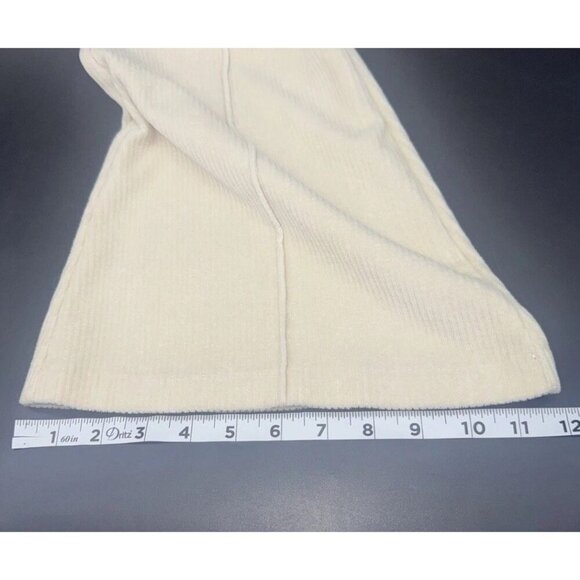 Aerie Cream Ribbed Corduroy Pull On Elastic Waist Wide Leg Flare Pants Med Short - Picture 11 of 11